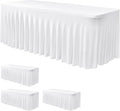 Nasitos White Table Skirt for 6 Foot Rectangle Tables, 4 Pack by Nasitoshomedecor