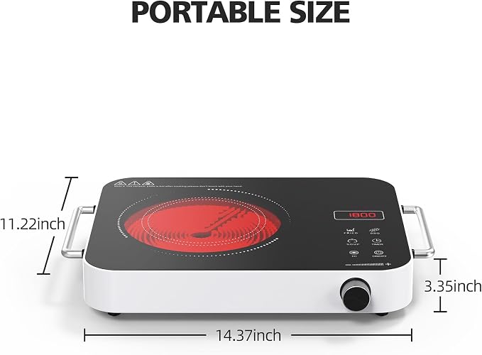 Electric Cooktop 110v, Portable Electric Stove 1800W Infrared Hot Plate - Image 8