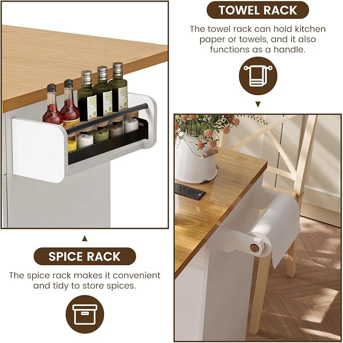 COCO DESIGN Rolling Kitchen Island Cart - Image 7