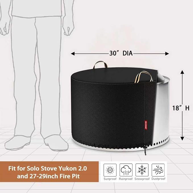 QH.HOME Fire Pit Cover Round for Solo Stove Yukon 27"-29", Waterproof Smokeless - Image 2