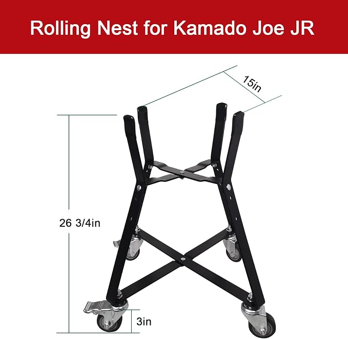 Rolling Cart for Kamado Joe Junior 13.5" Grill Stand for Kamado Joe Accessories - Image 2