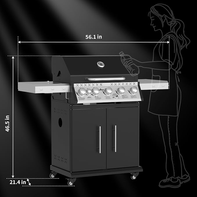Propane Gas Grill, 5+1 Stainless Steel Barbecue Grill - Image 9
