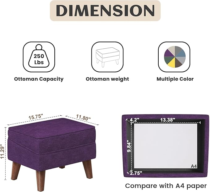 Storage Ottoman, Small Foot Stool Ottoman - Image 2