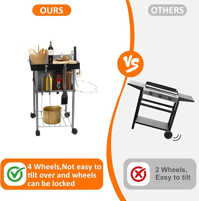 Grill Cart Table Accessories Outdoor Grilling Side Tables - Image 7