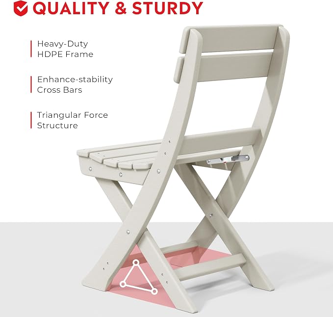 Costaelm Paradise 3-Piece Outdoor HDPE Folding Patio Bistro Table and Chairs - Image 8