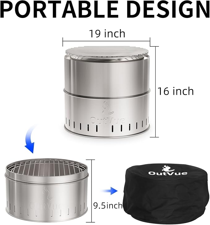 19 inch Stainless Steel Smokeless Fire Pit - Image 4