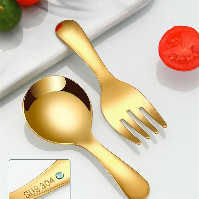 2 Pcs Portable Fork Spoon Tableware Portable Spoon and Fork Set Cutlery - Image 3