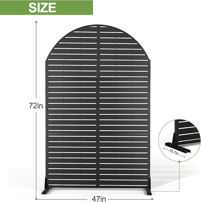 Metal Privacy Screen Outdoor 72" H×47" W, Freestanding Decorative Privacy Screen - Image 2
