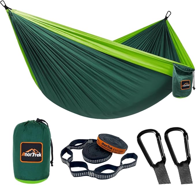 Hammock with 210T Parachute Nylon, 500 lb Capacity, Dark Green