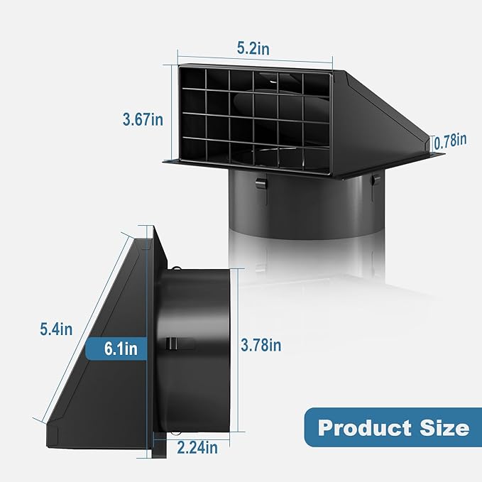 Hon&Guan 4 Inch Dryer Vent Cover Outside - Image 6