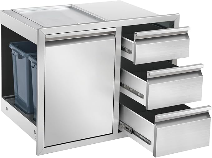 Outdoor Kitchen Drawer Combo, Stainless Steel Triple Drawer Cabinet by Unknown