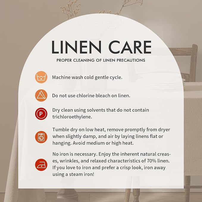 MIULEE Natural Linen Cotton Blend Tablecloth Rectangle, Luxury Waterproof Stain - Image 8