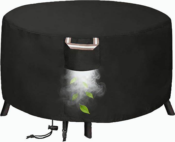 Round Propane Gas Fire Pit Cover 36 x 24 Inch, Waterproof Heavy Duty 600D Round by YOWDUTY-Protectyourpatiofurniture