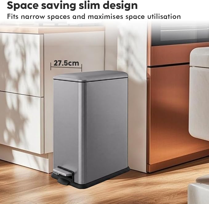 12 Gallon Slim Trash Can Kitchen, Stainless Steel Trash Can - Image 2