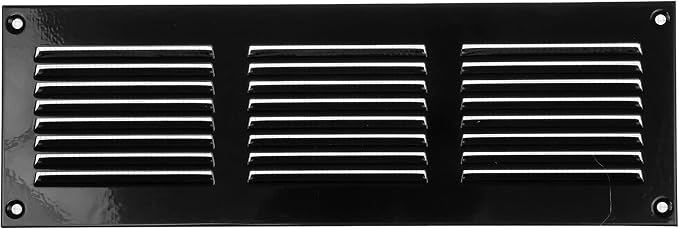 Repa Market 12x4 Inch Air Vent Cover/Black Galvanized Steel Louvered Grill Cover by RepaMarket