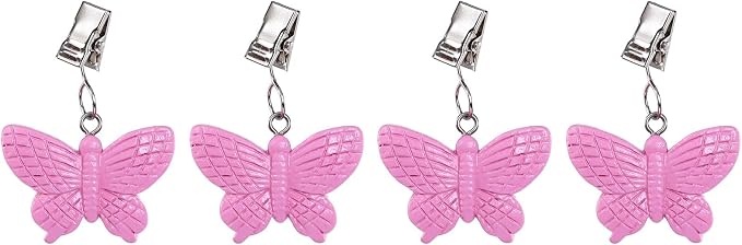 TwoFish Home Set of 4 Pink Butterfly Tablecloth Weights Clips Pink Butterfly - Image 3