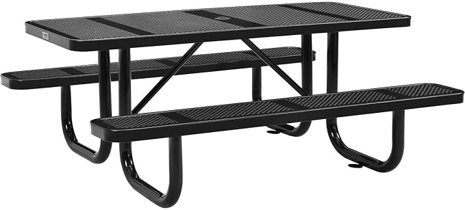 Global Industrial 72" Rectangular Perforated Metal Outdoor Picnic Table by GlobalIndustrial