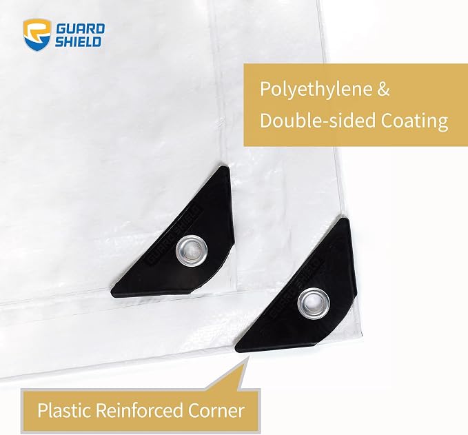 GUARD SHIELD White Tarp 20x20 Feet Medium Duty All Purpose Poly Tarps Cover 7mil - Image 2