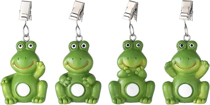 TwoFish Home Set of 4 Frog Resin Tablecloth Weights Clips Handicraft Frog by TwoFishHomeFashionLLC