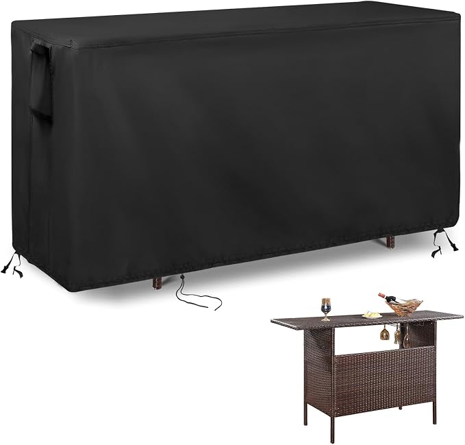 Outdoor Bar Cover for Patio Wicker Bar Counter Table 55"L x 18"D x 36"H by Guisong