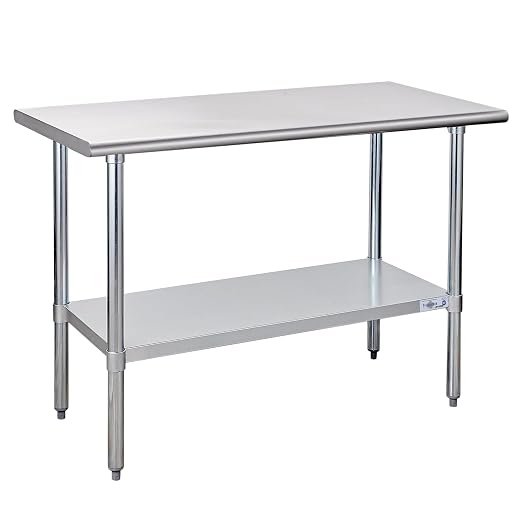 Profeeshaw Stainless Steel Prep Table 48x24 Inch NSF Commercial Work Table by Profeeshaw