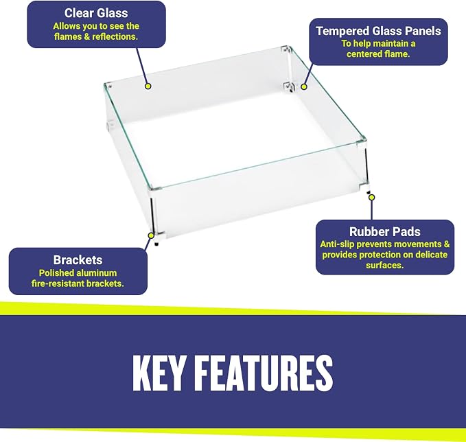 29.5" X 29.5" x 6” Square Glass Flame Guard - Image 3
