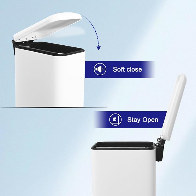 Bathroom Trash Can with Lid，5 Liter / 1.3 Gallon Small Trash Can with Removable - Image 7