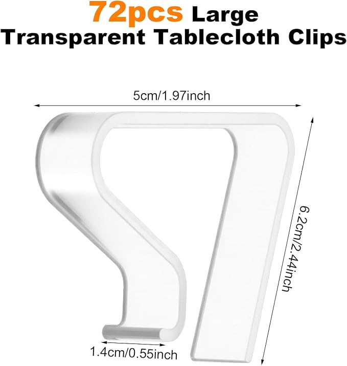 72pcs Large Transparent Tablecloth Clips, PVC Windproof Table Cover Holder - Image 2