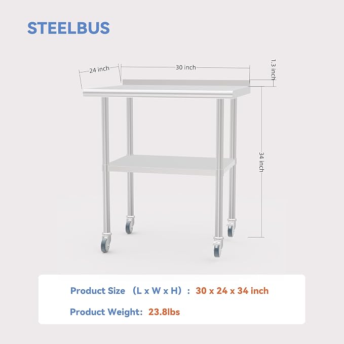 24x30 Inch Stainless Steel Work Table - Image 3