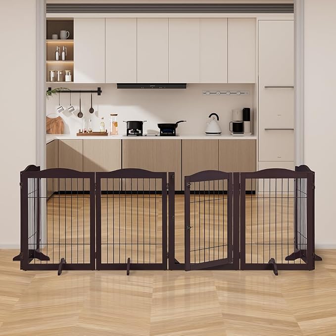 unipaws 132" Extra Wide Dog Gate and Pet Playpen, Free Standing Tall Dog Fence - Image 2