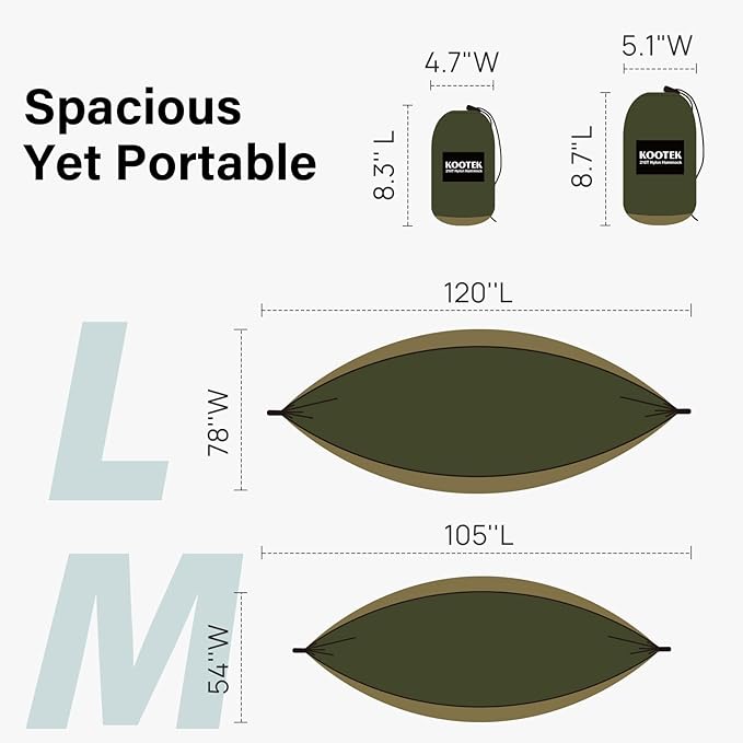 Hammock for Camping, 210T Nylon, Olive, 500 lb Capacity