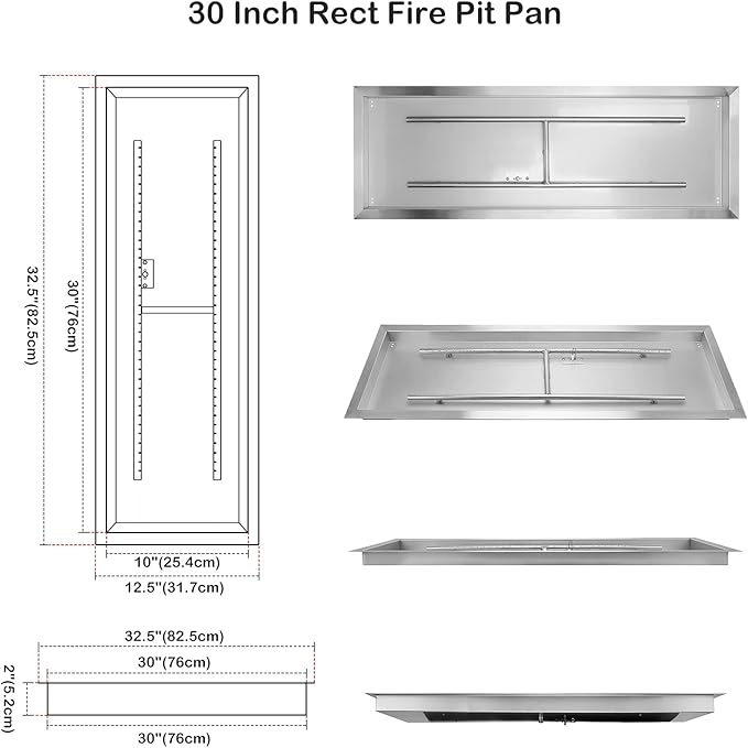 Stanbroil 30 x 10 Inch Rectangular Drop-in Fire Pit Pan - Image 2