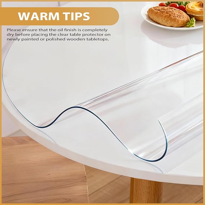Round Clear Table Cover Protector 42 Inch - 2mm Thick Waterproof PVC Furniture - Image 4