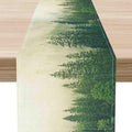 Forest Table Runner, Rustic Farmhouse Misty Pine Tree Woodland Jungle Mountain by Unknown
