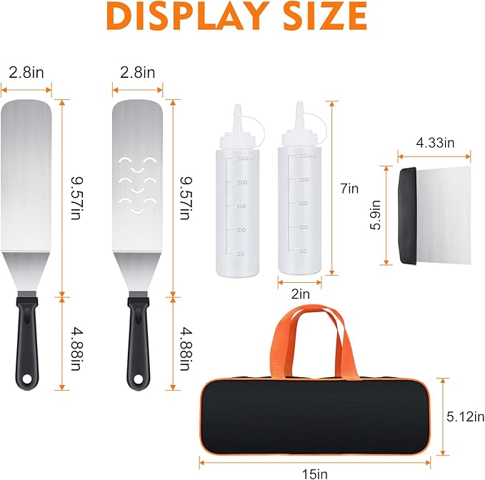 Barbecue Tool Set, 6-Piece Stainless Steel with Storage Bag