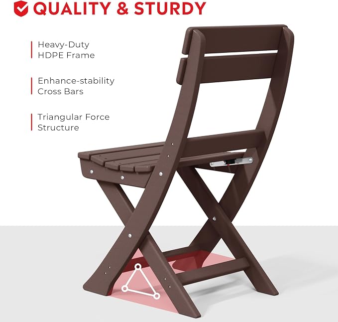 Costaelm Paradise 3-Piece Outdoor HDPE Folding Patio Bistro Table and Chairs - Image 3