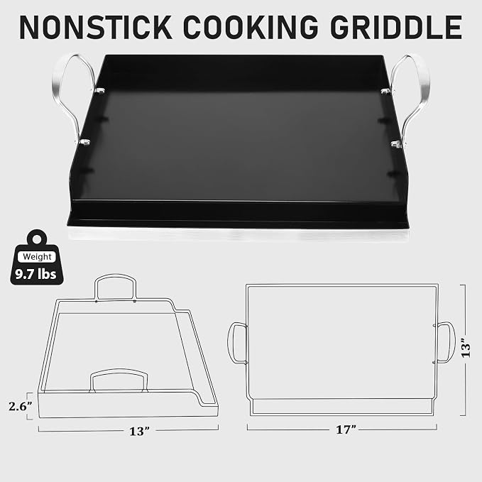 Utheer 17" x 13" Ceramic Nonstick Stainless Steel Griddle - Image 2