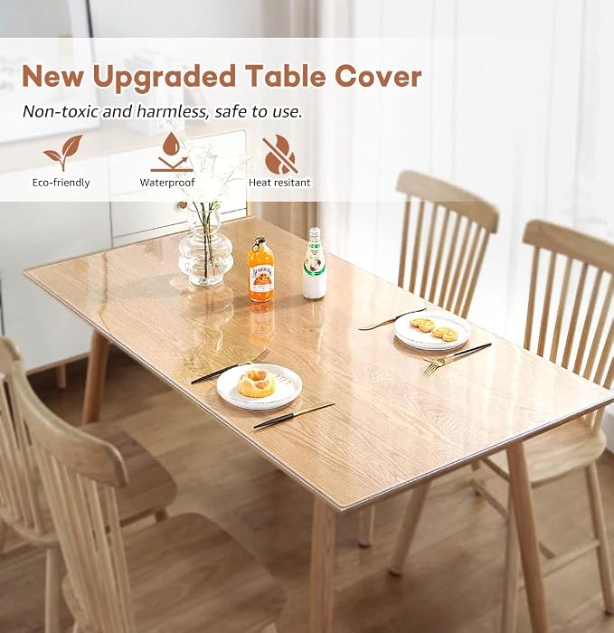 RostiKong 44 x 108 Inch Long Table Protector Desktop Cover Transparent - Image 2