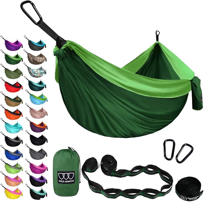 Hammocks – Extra Large Double Nylon Hammock in Green, 500 lb Rated