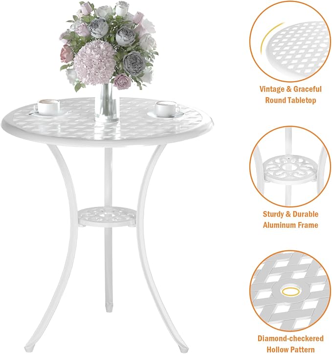 Patio Bistro Set 3 Piece, Cast Aluminum Bistro Set - Image 3