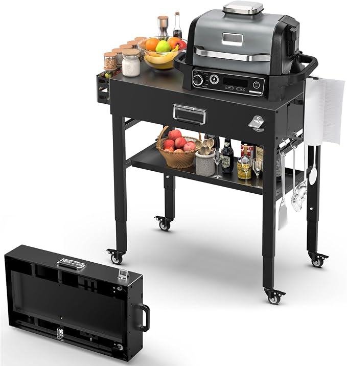28" and 34" Upgrade Height & Quick-Fold Portable Grill Cart by Uniflasy