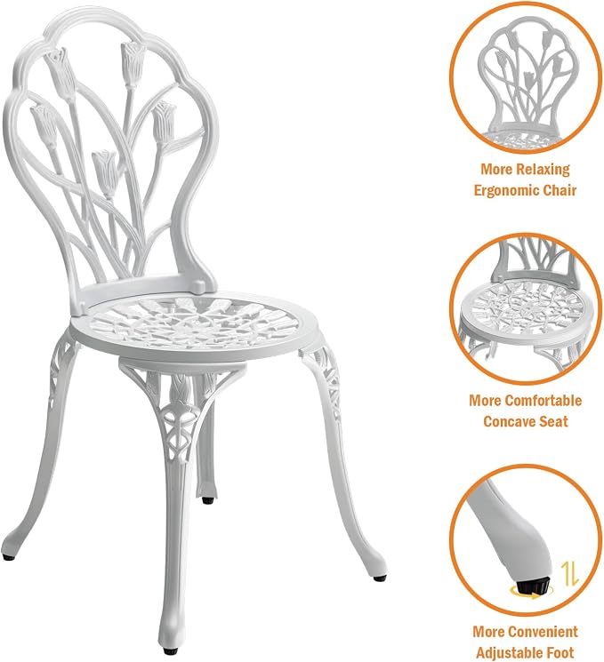 Outdoor Bistro Table and Chairs Set of 2, 3 Piece Patio Bistro Set w/Umbrella - Image 4