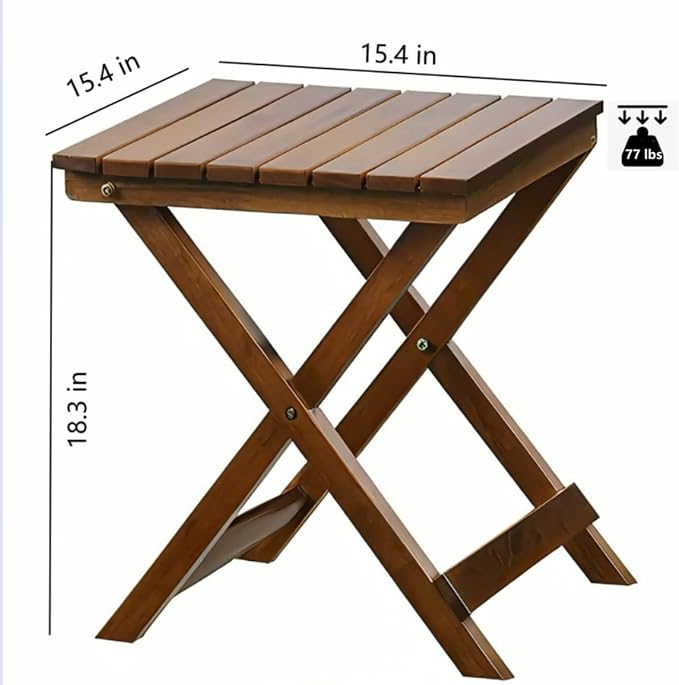 Small Side Table Square Folding, Patio Foldable Wooden End Table - Image 3