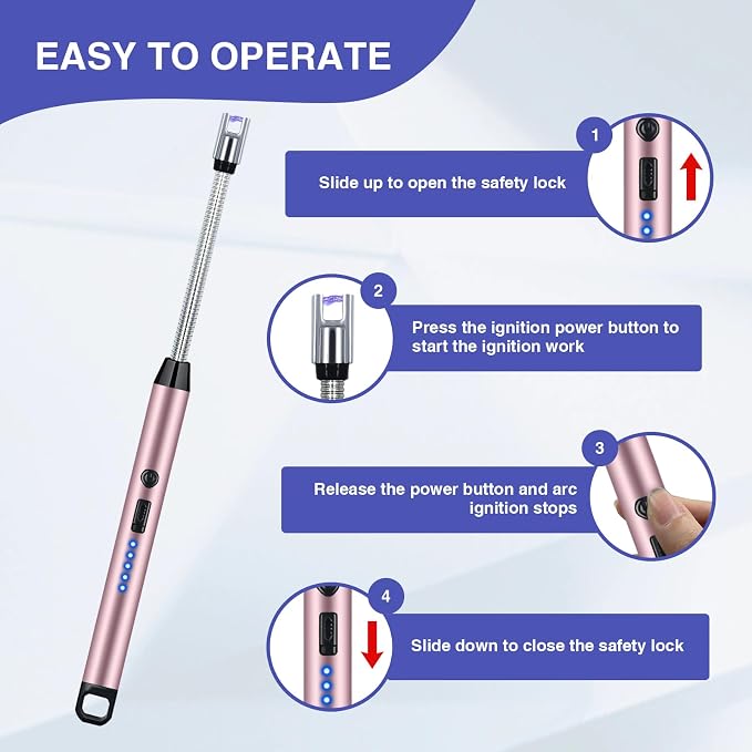 2 PCS Candle Lighter, Electric Lighter Arc Windproof Flameless - Image 4