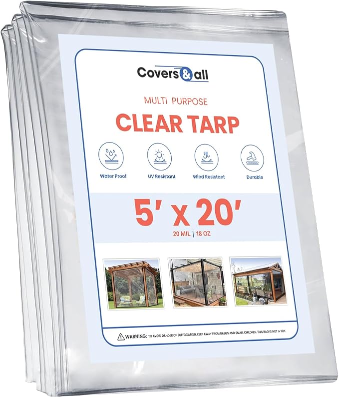Covers & all Clear Tarp Heavy Duty Waterproof, 20mil Clear Tarp - Image 2