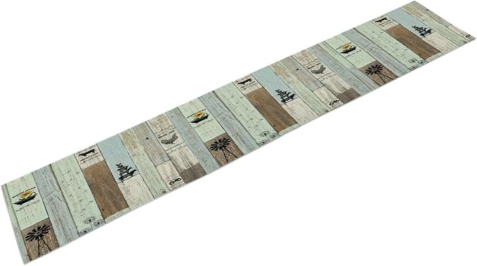 Rustic Farmhouse Table Runner, Vintage Country Blue Green Wooden Board Cow - Image 7