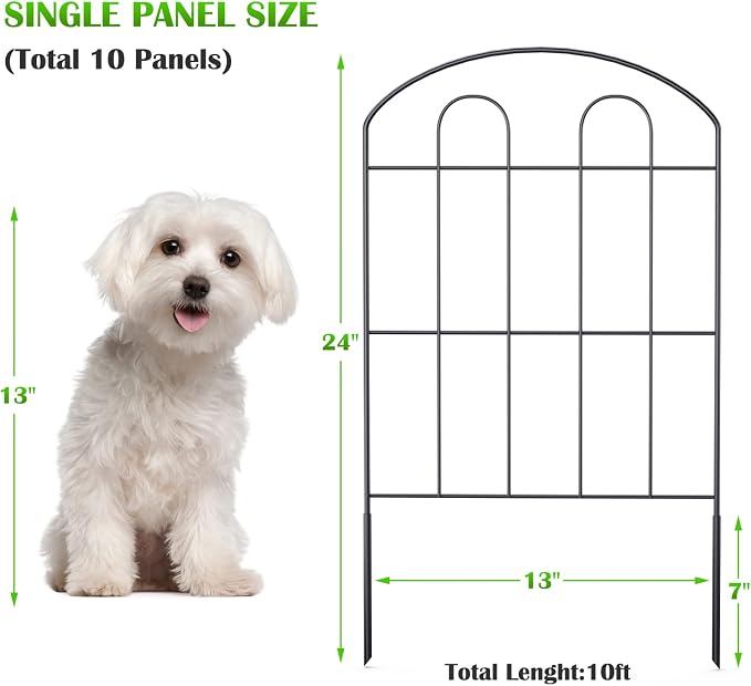 Decorative Garden Fence Outdoor 24in x 10ft Coated Metal RustProof Landscape - Image 2