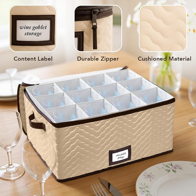 Wine Glass Storage Box with Dividers - Image 4