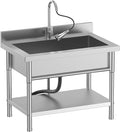 40Inch Stainless Steel Utility Sink, Free Standing Single Bowl Kitchen Sink by PurezmMotoStainlessSteelFab