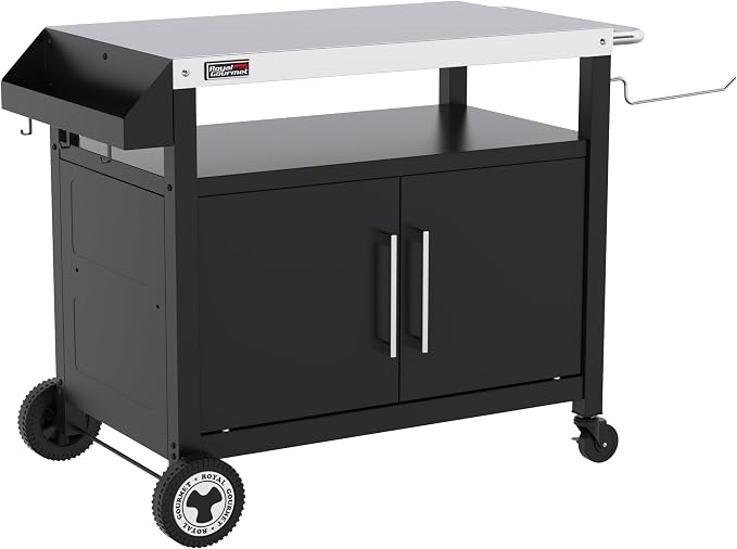 Outdoor Grill Cart with Wheels, Movable Kitchen Island with Storage Cabinet by GrillsHouse